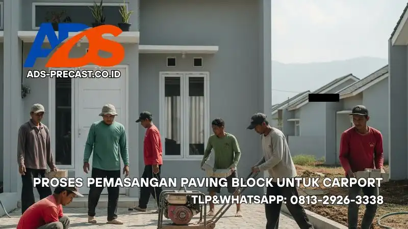 Proses Pekerjaan Pemasangan Paving Blok K300 Untuk Carport Rumah - Paving Block Untuk Carport - ADS Precast Bandung