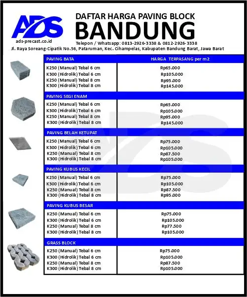 ADS Precast - Jual Paving Block Bandung Per m2