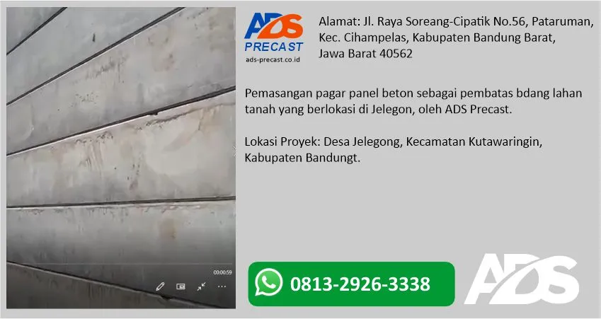Pekerjaan Pemasangan Pagar Panel Beton Kutawaringin Desa Jelegon Kabupaten Bandung